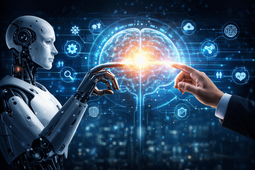 AI technology improving business efficiency and data analysis